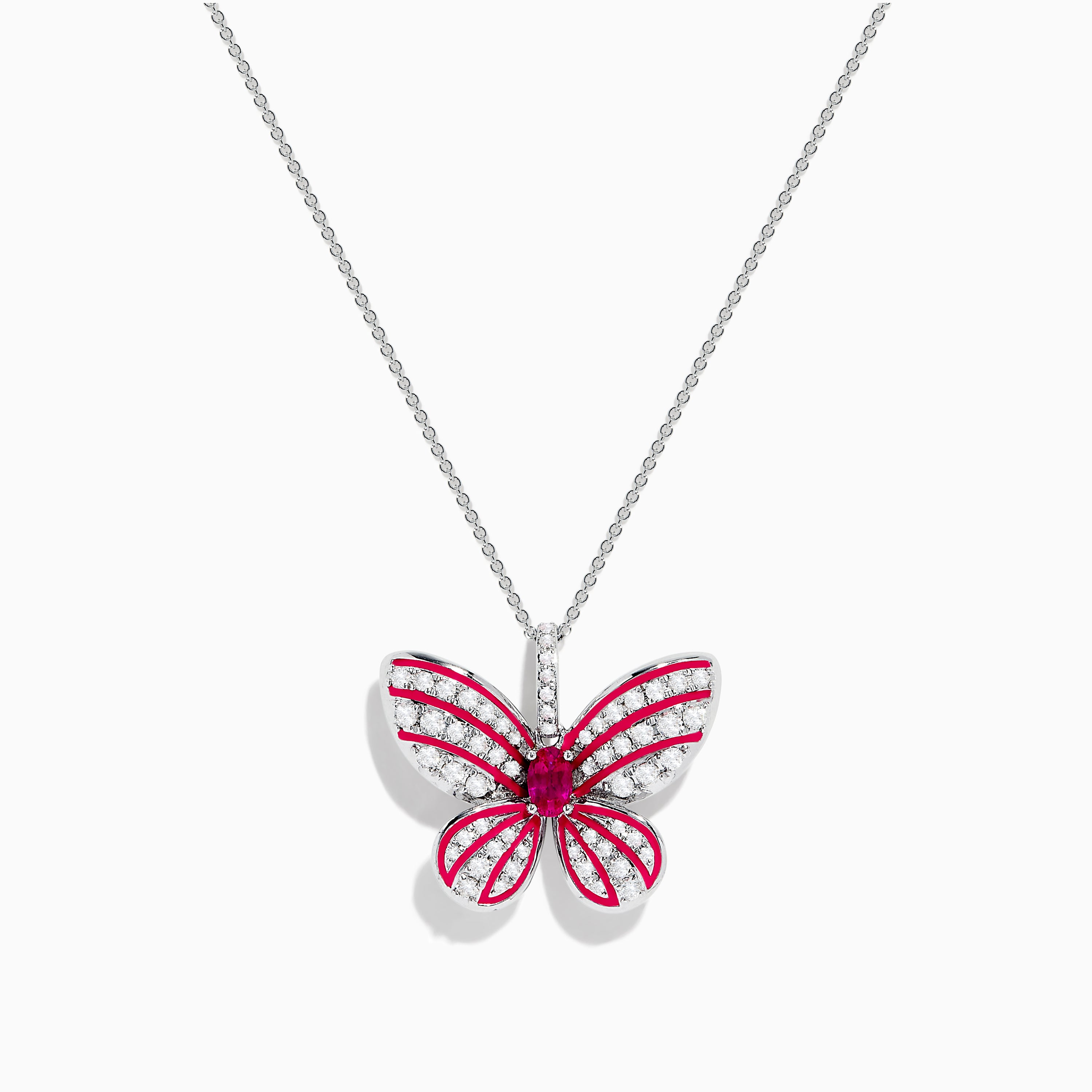 Ruby and Sapphire Butterfly Pendant Necklace | HX Jewelry